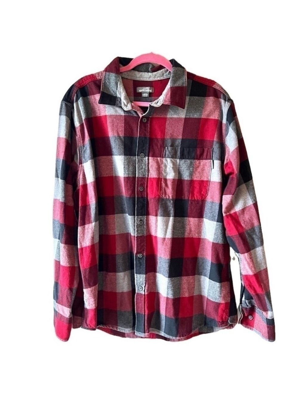 Eddie Bauer Men Button Up Flannel Shirt Size XXL Red Black Plaid